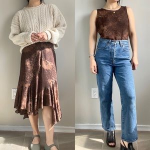 Vintage Leopard Cheetah Print Top and Skirt Set